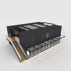 3d render container cafe coffee