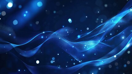 Obraz premium Abstract Blue Wave with Glowing Lights