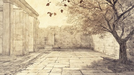 Obraz premium Desolate Temple Courtyard A Forgotten Sanctuary from the Bible s Malachi Conveying Neglect of Divine Worship and the Lord s Love for Israel