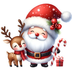  Cute Santa Clipart Santa Claus Clipart Reindeer PNG Christmas Graphics Christmas Clipart Watercolor Clipart For Commercial Use Card Making  
