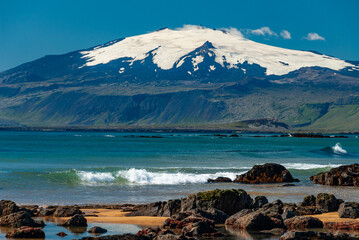 Snæfellsjökull is a 700,000-year-old glacier-capped stratovolcano in western Iceland. It is...
