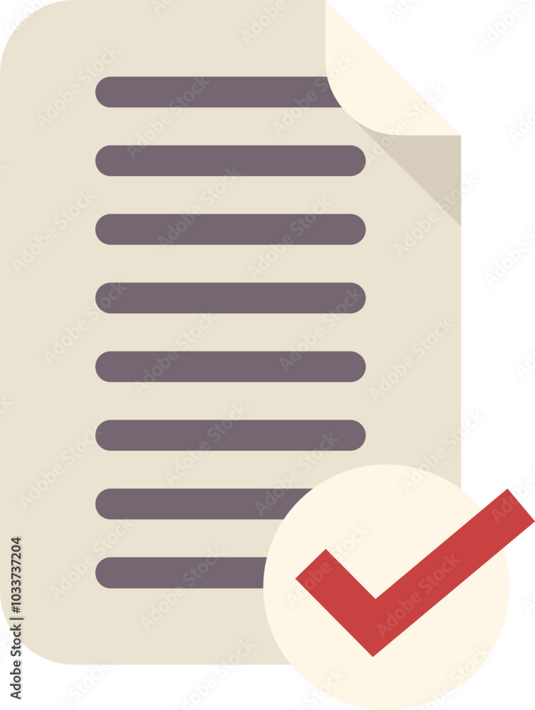 Poster simple icon of a document being validated with a check mark