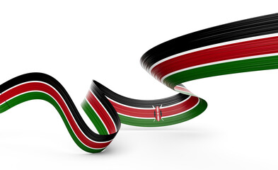3d Flag Of Kenya 3d Shiny Waving Kenya Ribbon Flag On White Background 3d Illustration