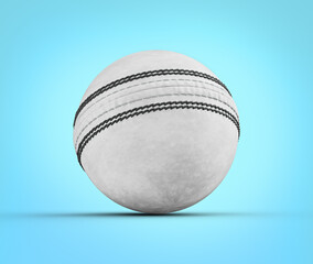 White Leather Stitched ODI One Day International Cricket Ball On Cyan Background 3D Illustration