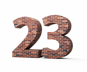 Bricks Wall Number Twenty Three 23 Digit Made Of Colored Wall Of Bricks 3D Illustration