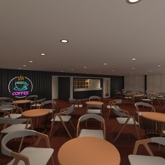 3d render Interior container cafe coffee