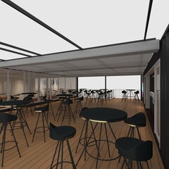 3d render container cafe coffee
