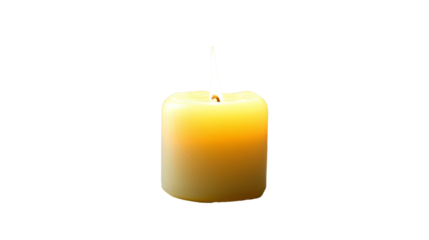 Single Burning Candle on a transparent Background