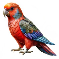 Obraz premium Australian king parrot standing sideways showing tail isolated on a white background