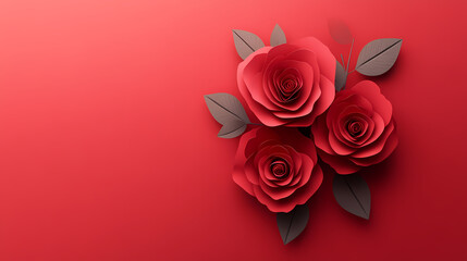 Roses Flower logo 3d vector papercut