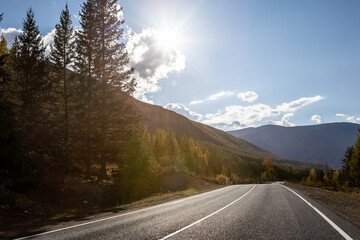 country road in autumn mountain landscape