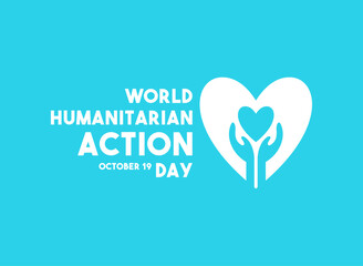World Humanitarian Action Day. October 19. Blue background. Flat design vector.