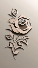 Roses Flower logo 3d vector papercut