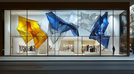 Abstract Art Installation in Storefront Window Display