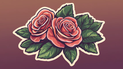 Roses Flower logo 3d vector papercut