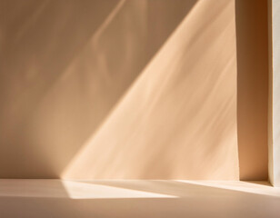 Background image for design or product presentation, with a play of light and shadow, in light, warm neutral tones