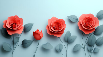 Roses Flower logo 3d vector papercut