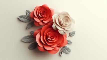 Roses Flower logo 3d vector papercut