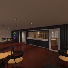3d render container cafe coffee