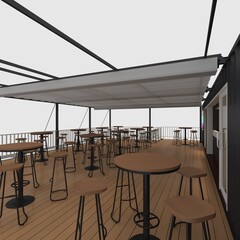 3d render container cafe coffee
