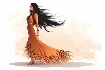 Native American girl in traditional dress, reflecting the richness of indigenous culture and identity, ideal for cultural pride imagery.
