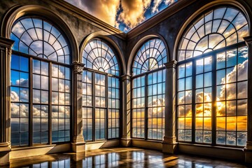 Obraz premium High Windows Cloud Time Lapse Photography - Capturing Dynamic Sky Transformations, Atmospheric Changes, and Ethereal Light Patterns in Dramatic Documentary Style Imagery