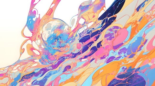A flowing line drawing that animates in real time, tracing the outline of complex patterns before bursting into a kaleidoscope of colors.