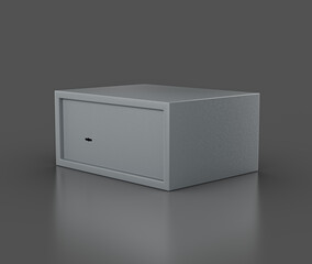 Closed Steel Safe Locker With A Gray Finish For Secure Storage On Gray Background 3D Illustration