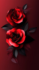 Roses Flower logo 3d vector papercut