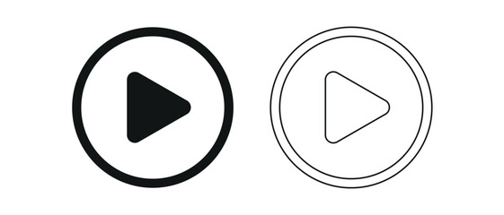 Set of play buttons icons. Play button. Video audio player. Vector illustration.