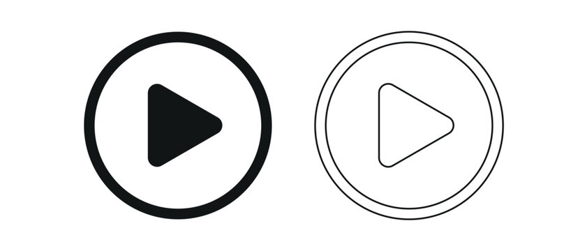 Set of play buttons icons. Play button. Video audio player. Vector illustration.