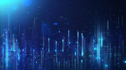 Abstract Cityscape with Glowing Lines