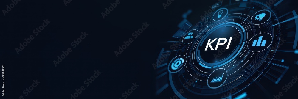 Poster a digital illustration of a futuristic interface featuring kpi metrics and data visualization tools 