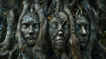 Fototapeta premium Magic trees with a human face.