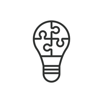 Business Solution, in line design. Solution, strategy, innovation, efficiency, management, analysis, consulting on white background vector. Business Solution, in line design, editable stroke icon