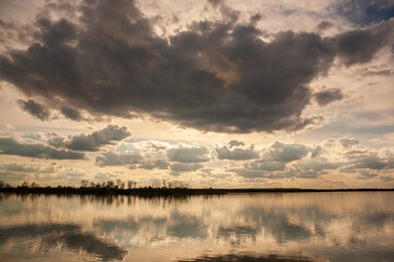 sunset over the lake