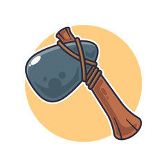 ancient stone axe - cartoon vector illustration