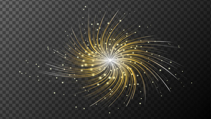 Fototapeta premium White golden comet light effect with many sparkling bake and shimmering light effects. Star swirl for web design and fairy decoration.