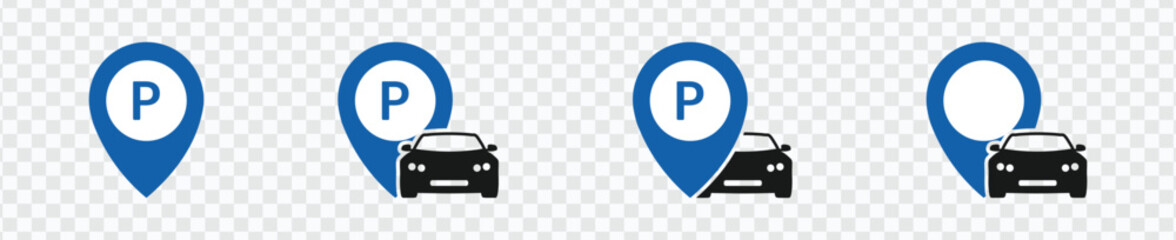 Car Parking and Traffic Signs Vector Icons