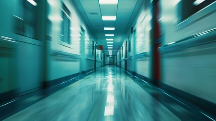 Fototapeta premium Blurred Hospital Corridor with Motion Effect