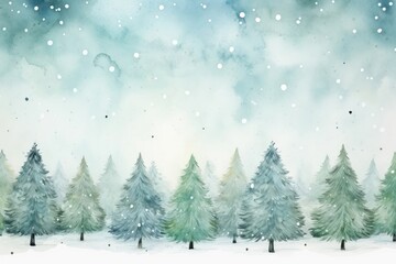 Fototapeta premium Christmas trees border background snow backgrounds outdoors.