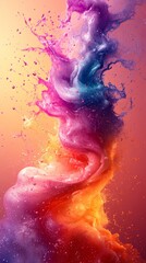 Fototapeta premium Vibrant swirling hues, colorful abstract splash, energetic paint explosion, creative flow, dynamic artistic movement, digital art concept