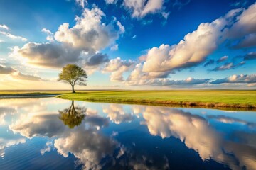 Obraz premium Minimalist Panoramic Landscape Photography - Serene Natural Views, Expansive Skies, Tranquil Horizon, Scenic Simplicity, Clean Lines, Artful Composition, Modern Aesthetic