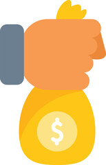 Hand holding a big heavy money bag, business investment concept