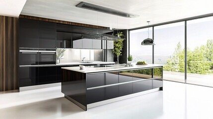 Modern Black Kitchen Interior with Stylish Design