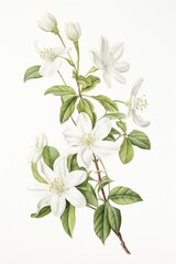 Elegant white floral botanical illustration