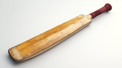 Naklejka premium Wooden Cricket Bat Isolated on White Background Sport Equipment Game Match Play Hit