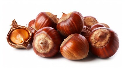 Obraz premium chestnuts on a white background.