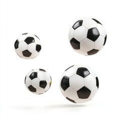 Soccer balls soccer floating isolated.