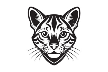 Ocelot Head silhouette vector illustration, Ocelot Head silhouette Vector